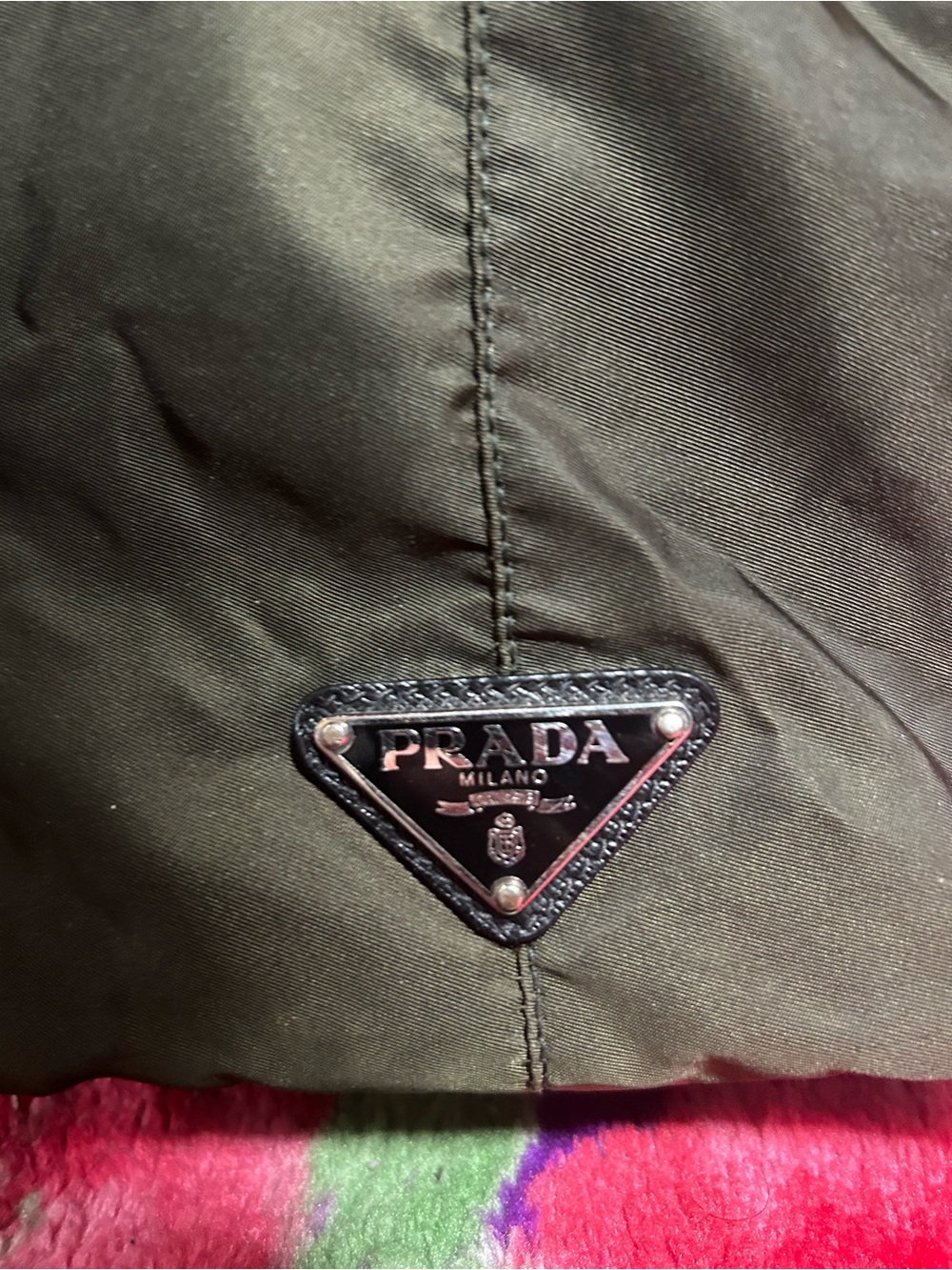 Prada Olive Green Men's Dragon Appliqué Bag - Picture 3 of 8